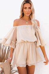 Lovely Disposition Ruffled Off The Shoulder Romper - 2 Colors