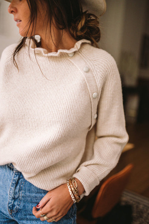 Schreib mir ein Gedicht – Pullover mit Knopfleiste – 4 Farben