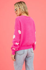 With Love – Rosafarbener, langärmliger Strickpullover
