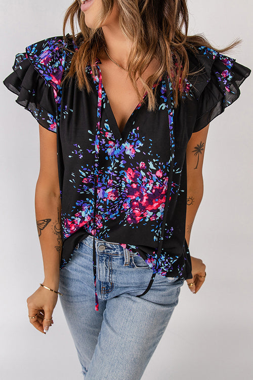 A True Beauty Boho Print Short Sleeve Top