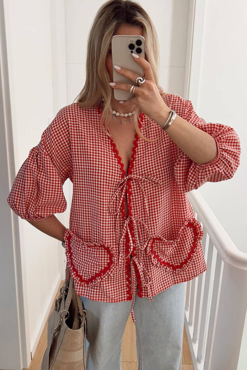 Adorably Elite Tie-Front Gingham Top - 9 Colors