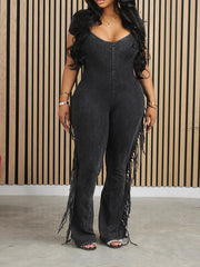 Indiebeautie Solid Fringed Jumpsuit