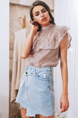 Cass Cream Lace Overlay Short Sleeve Top - 3 Colors