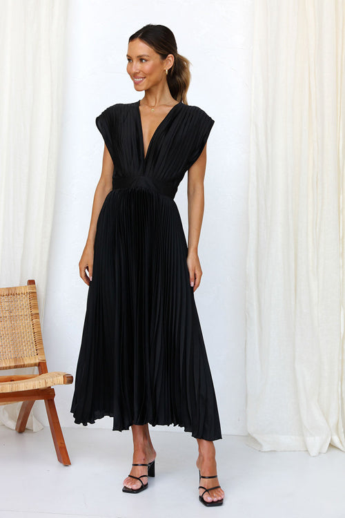 It's Another Day V-Neck Pleated Midi Dress - 5 Colors