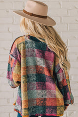 Süßeste Schicht, bunt, kariert, langärmelige Hemdjacke