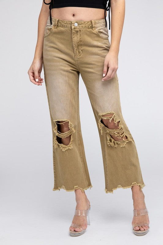 MIA DISTRESSED VINTAGE WIDE LEG PANTS