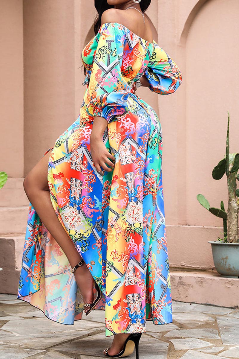 Stilvolles Maxikleid mit PolkaDots-Print und V-Ausschnitt aus Spitze