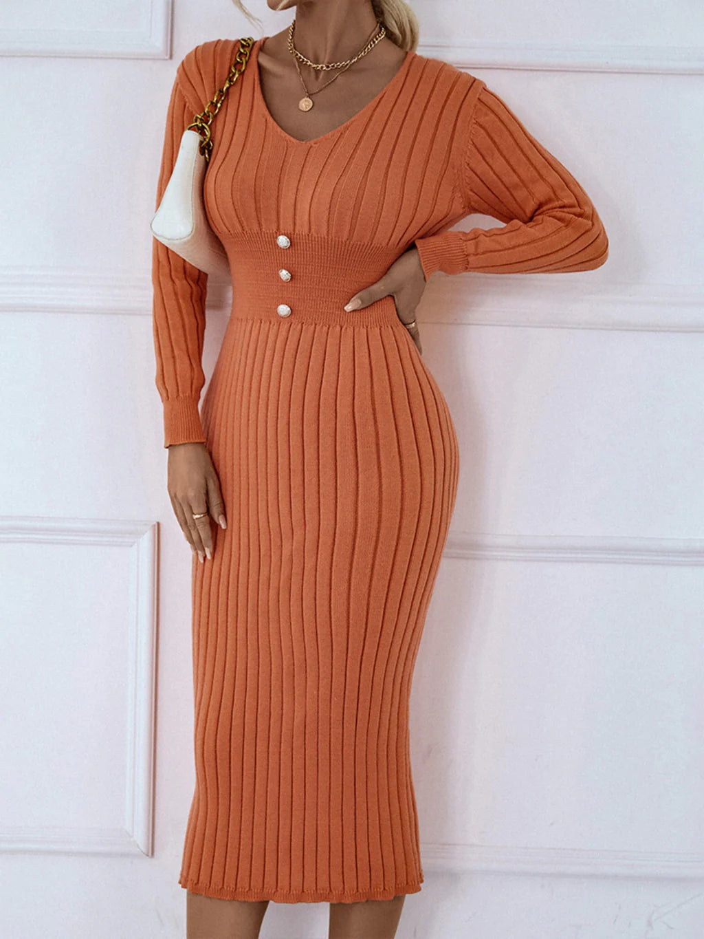 CLASSY WOMEN LONG SLEEVE SWEATER DRESS