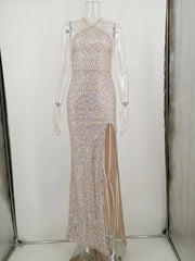 SEXY ÄRMELLOSES TRÄGERKLEID MIT PAILLETTEN