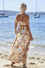 Ruffle Shoulder Print Maxi Dress