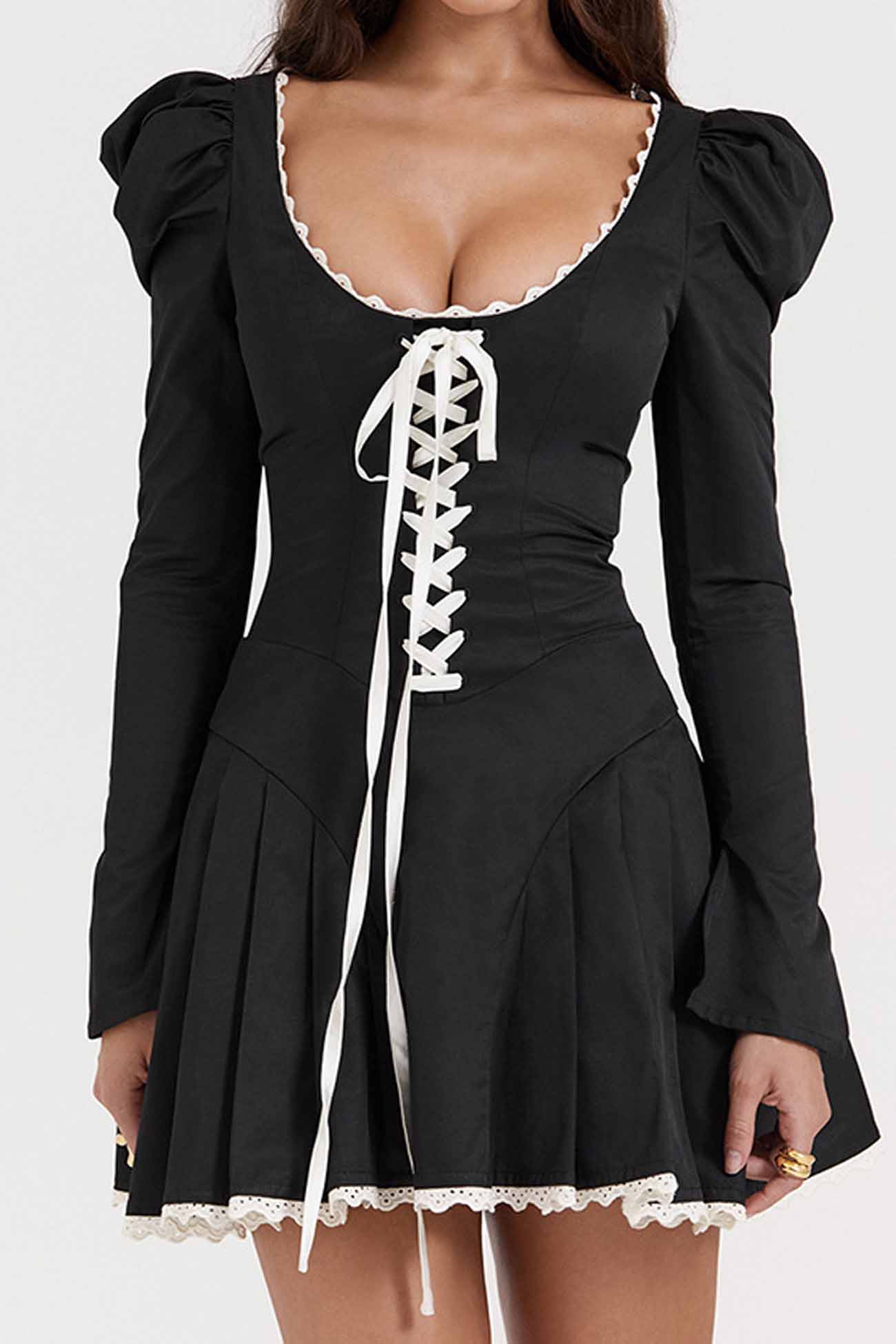 Lace Up Rushed Corset Mini Dress