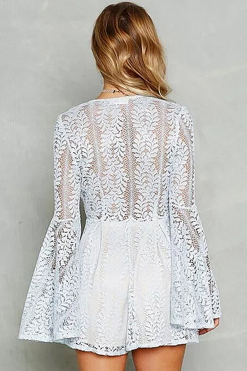 V-neck Lace Embroidered Romper