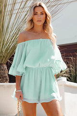 Lovely Disposition Ruffled Off The Shoulder Romper - 2 Colors