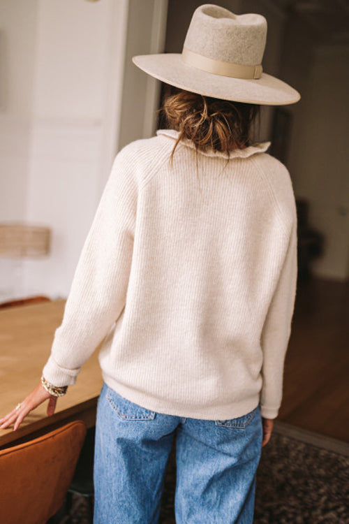 Schreib mir ein Gedicht – Pullover mit Knopfleiste – 4 Farben