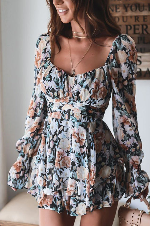 Beautiful Blooms Floral Printed Long Sleeve Romper - 4 Colors