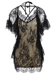 Flounced See-Through Lace Dress