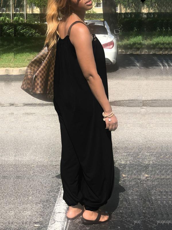 Indiebeautie Solid Sleeveless Loose Jumpsuit