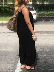 Indiebeautie Solid Sleeveless Loose Jumpsuit