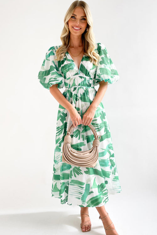 Real Love Print Puff Sleeve Maxi Dress - 6 Colors