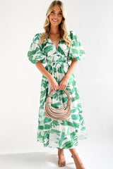 Real Love Print Puff Sleeve Maxi Dress - 6 Colors