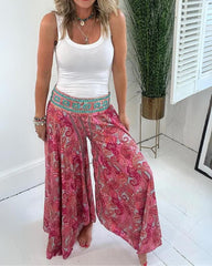 LEICHTE HOSE MIT ETHNISCHEM PAISLEY-DRUCK UND ELASTISCHER PATCHWORK-TAILLE 