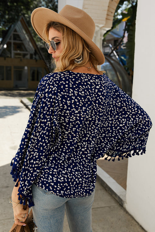 Sunshine Soul Bedrucktes Top mit Quaste und Knopfleiste – 3 Farben