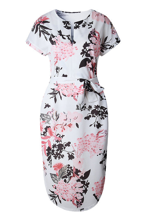 Split-neck Floral Print Midi Dress - 3 Colors