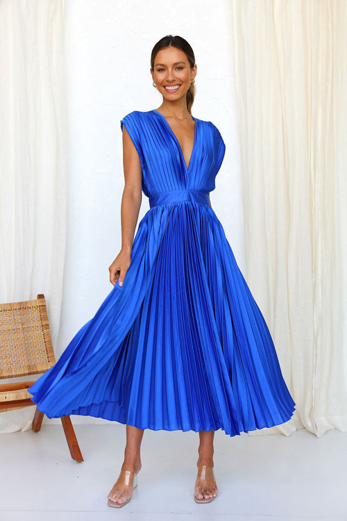 It's Another Day V-Neck Pleated Midi Dress - 5 Colors