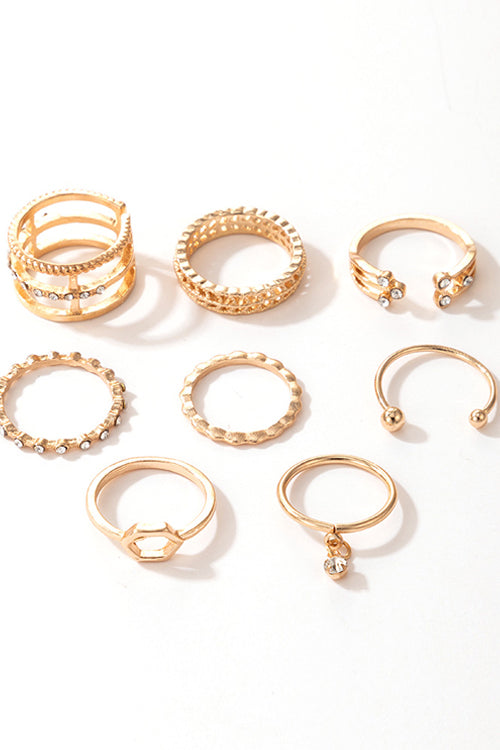 8pcs/sets Bohemian Geometric Rings Sets