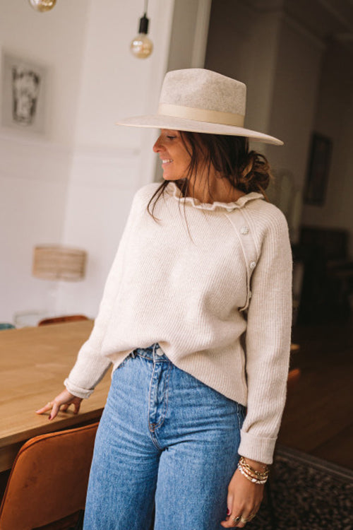 Schreib mir ein Gedicht – Pullover mit Knopfleiste – 4 Farben