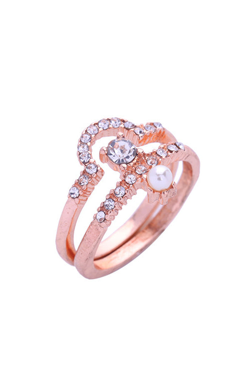 Doppelring mit Herz-Strass
