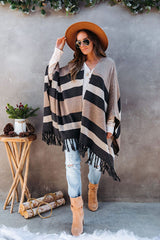Weekend Chiller Gestreifte Strickjacke mit Quaste – 2 Farben