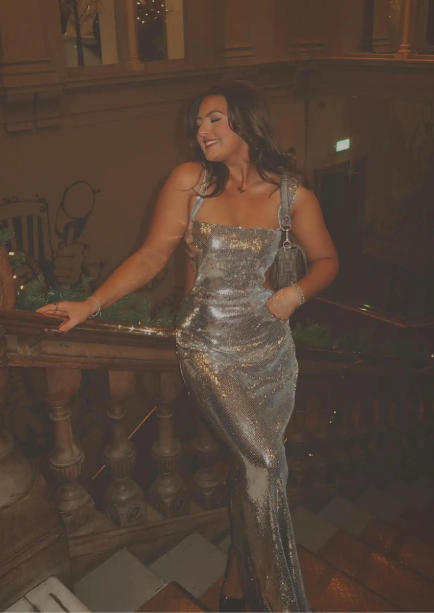 Silbernes Maxikleid