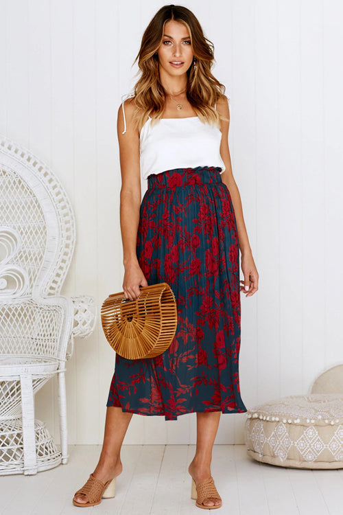 Keep Loving Pleated Print Pocket Maxi Skirt - 7 Colors