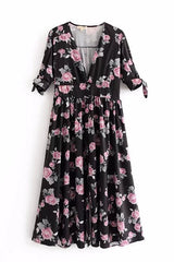 Rosebush Button-Up Open Maxi Dress