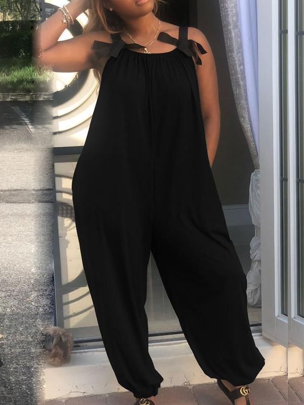 Indiebeautie Solid Sleeveless Loose Jumpsuit