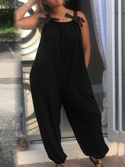 Indiebeautie Solid Sleeveless Loose Jumpsuit