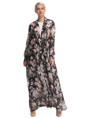 Trendy Plunging Neck Floral Print Belted Dress