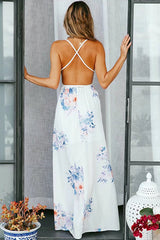 Jasmine Flower High-slit Maxi Dress