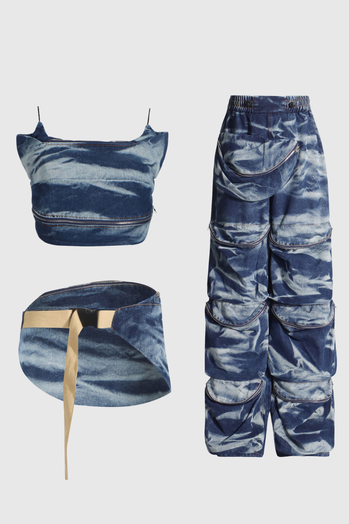 Elowyn Camouflage Print Denim Sets