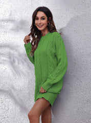 LOOSE LONG-SLEEVED KNITTED SWEATER DRESS