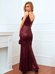 BURGUNDERROTES RETRO-SLING-KLEID MIT PAILLETTEN