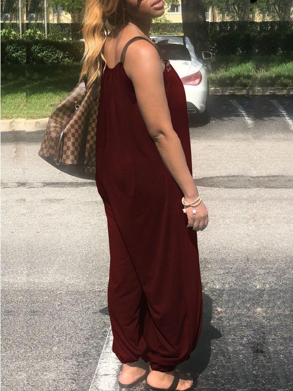 Indiebeautie Solid Sleeveless Loose Jumpsuit