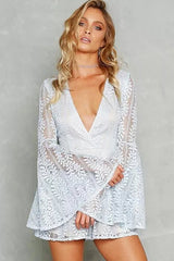 V-neck Lace Embroidered Romper