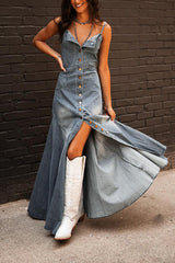 Gorgeous Composure Denim Maxi Dress - 2 Colors