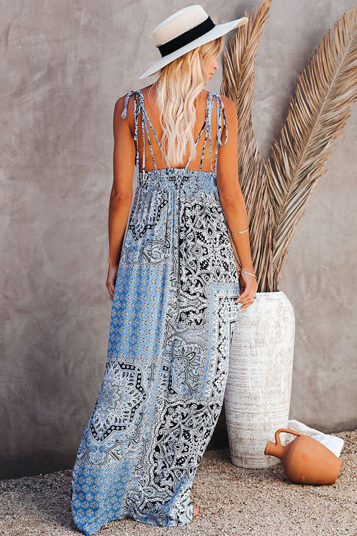 Field Day Printed Tie-Strap Maxi Dress