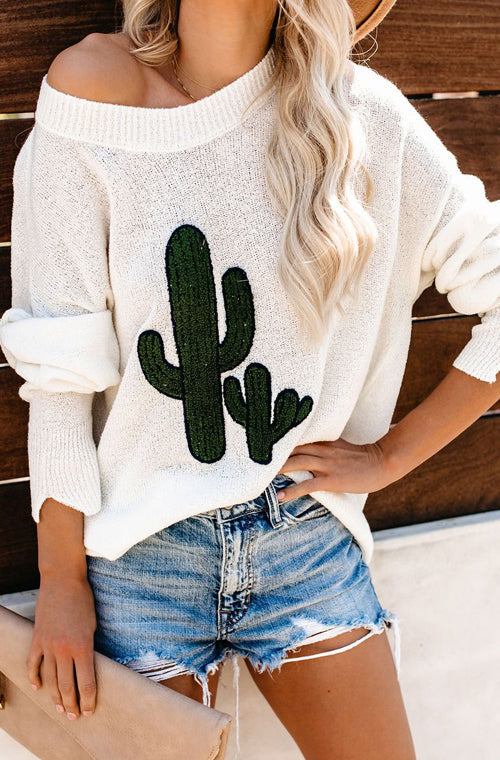 Enjoy the Sunset Cactus Knit Blouse