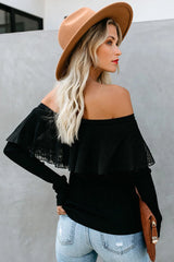 Romance Forever – Schulterfreies Chiffon-Stricktop
