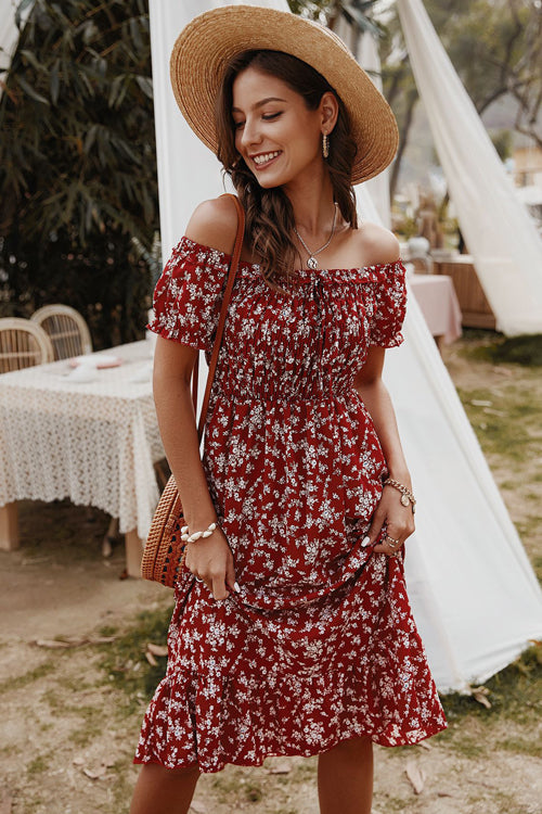 Days Like This Printed Off Shoulder Midi Dress - 3 Colors