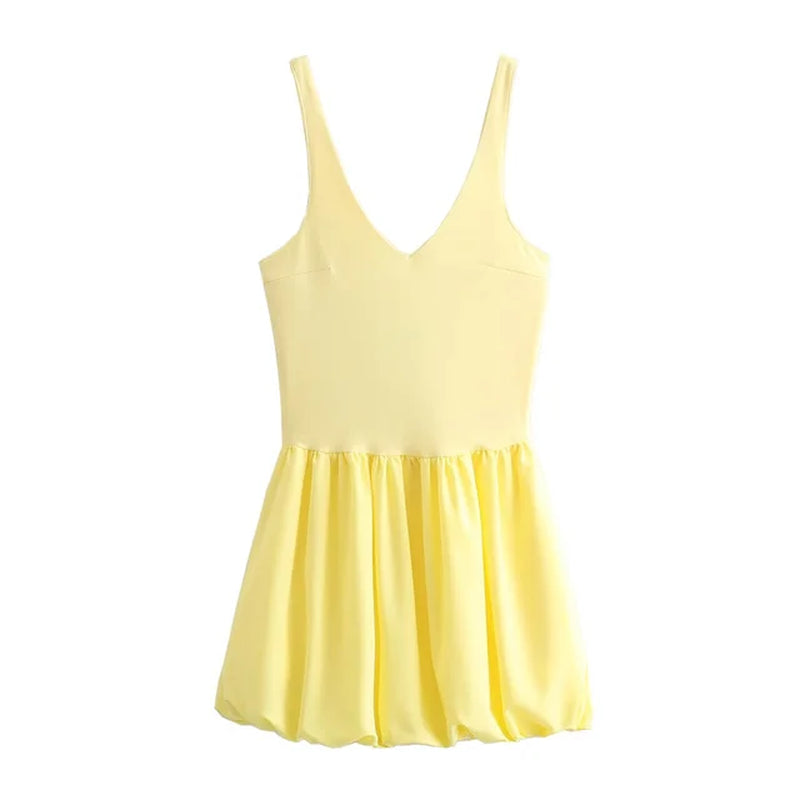 Gelbes Ballon-Minikleid